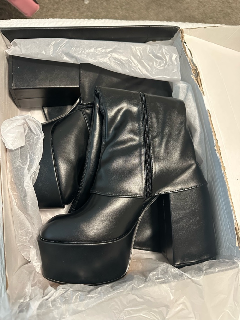 Black Platform Ankle Boots - Women